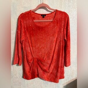 Sami & Jo Vibrant Red Sequin Blouse, Perfect For Night Out, Sz Medium